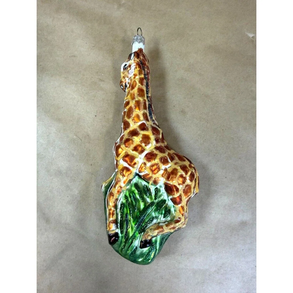 Vintage Slavic Treasures Glass Giraffe Christmas Ornament Poland Handmade 2001